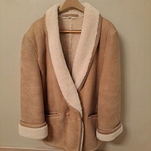 Sawyer of Napa Vintage Womens Double-Breasted Shearling Jacket Size 10